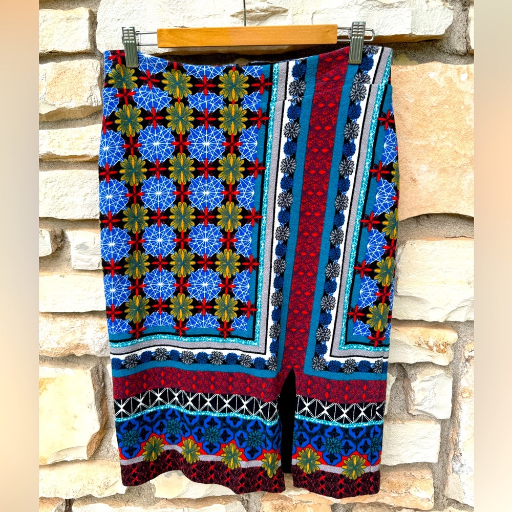 MAEVE Anthropologie Geometric Multicolor Floral Pencil Skirt Size S Waist 30"